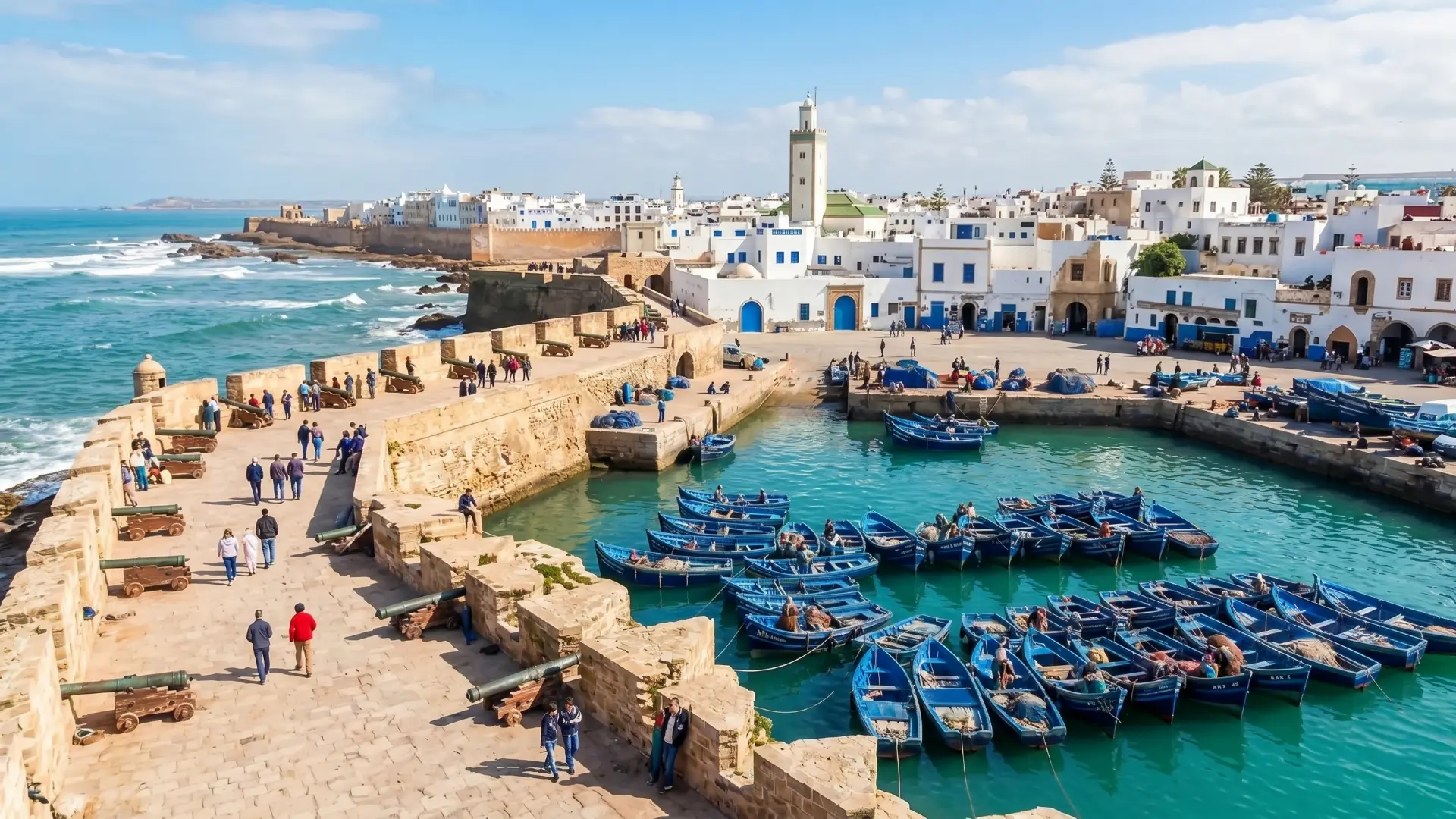 Asilah Fishing Port with colorful boats - Atlantic Coast Picturesque fishing port of Asilah with colorful boats, Morocco