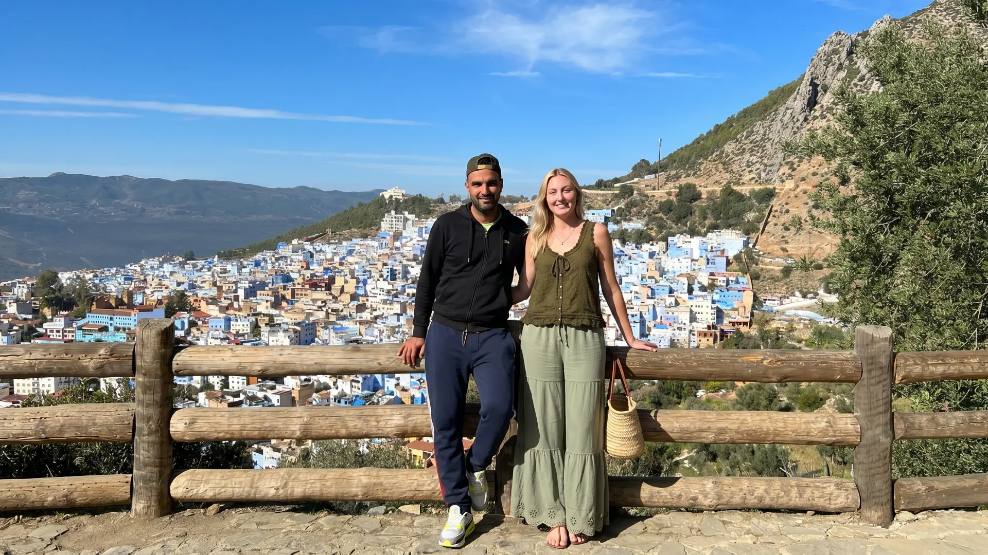 Hiking trail to Spanish Mosque overlooking blue rooftops of Chefchaouen Hiking trail to Spanish Mosque overlooking blue rooftops of Chefchaouen