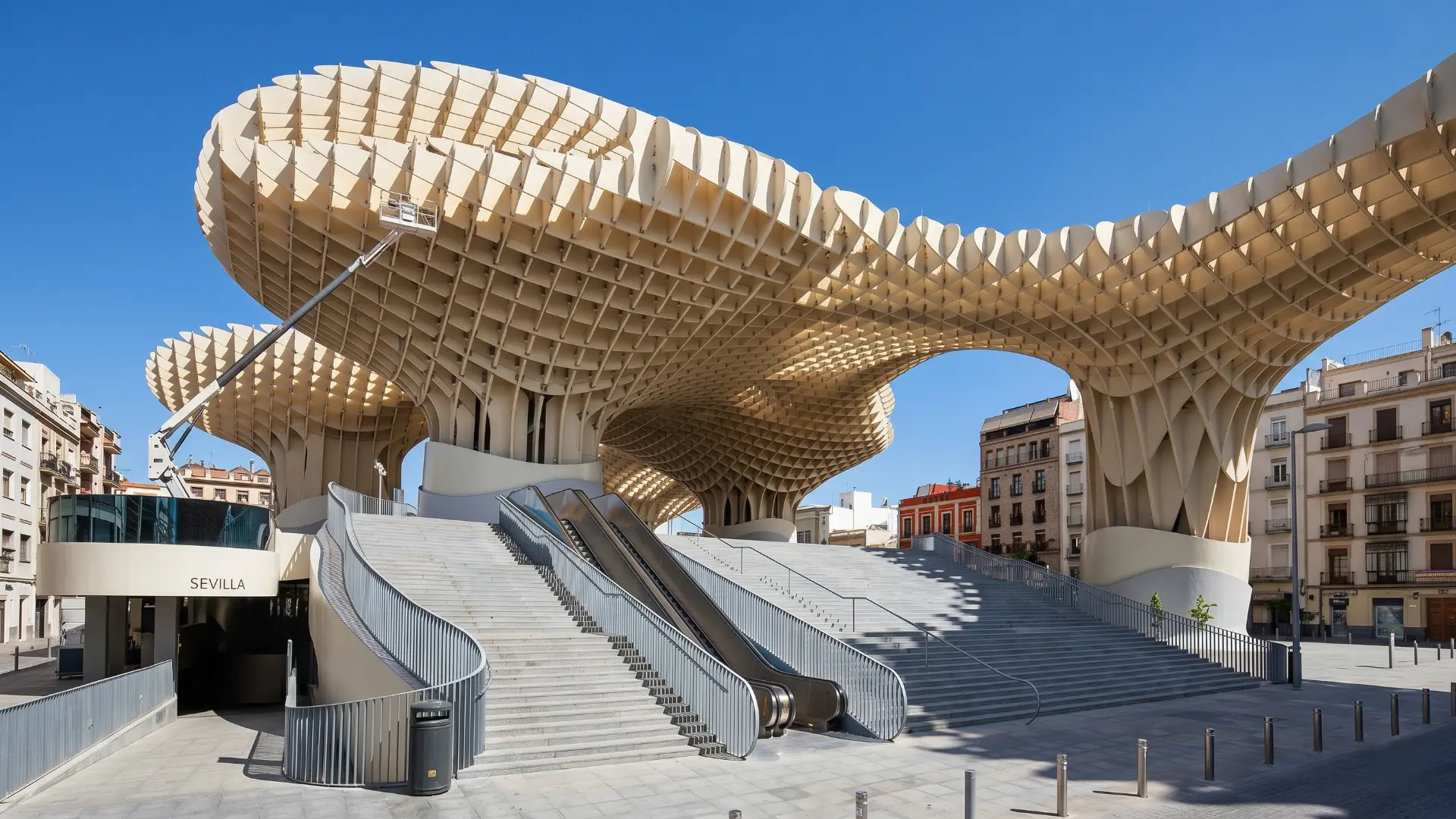 Metropol Parasol Seville – Iconic Wooden Landmark at Sunset Metropol Parasol (Setas de Sevilla), the impressive modern wooden structure in Plaza de la Encarnación, Seville