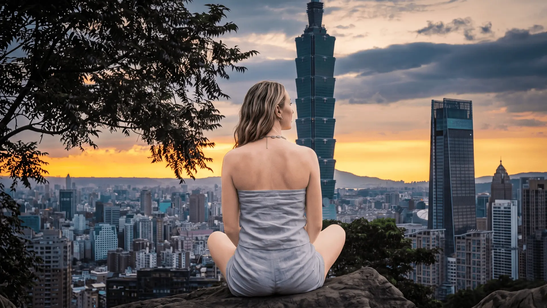 Iconic View from Elephant Mountain Taipei | Taipei 101 Skyline Classic panoramic view of Taipei skyline and Taipei 101 from Elephant Mountain (Xiangshan) at sunset or daytime