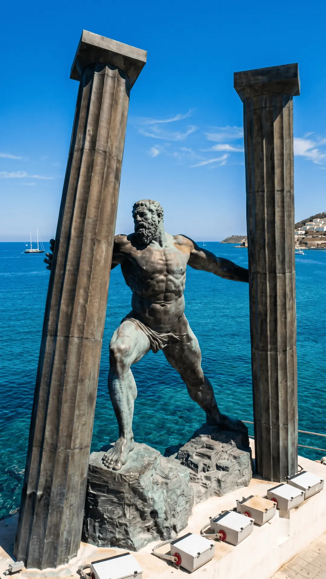Pillars of Hercules Monument Ceuta Spain Pillars of Hercules landmark and viewpoint in Ceuta, Spain, marking the Strait of Gibraltar